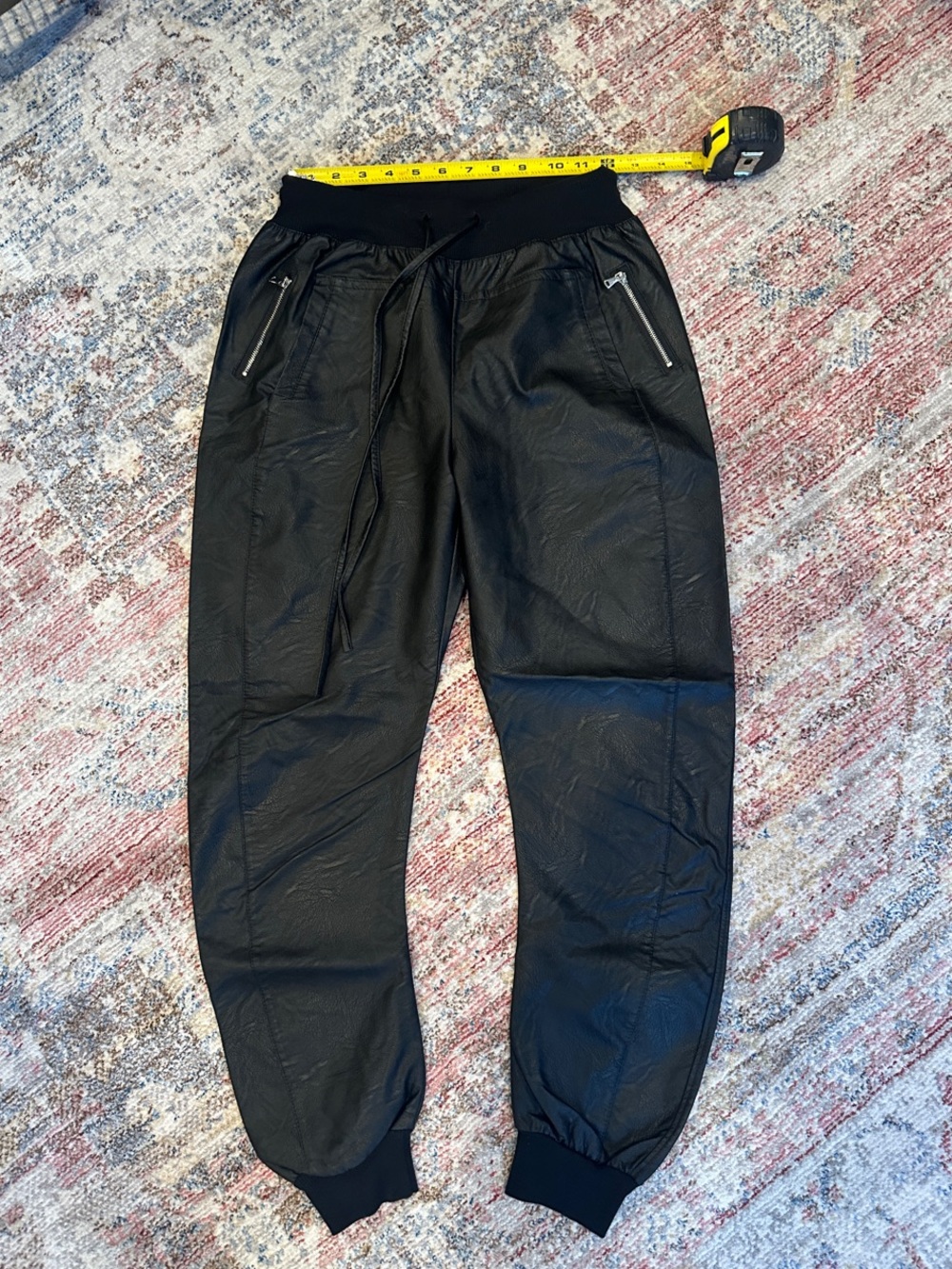 Suzy D Black Faux Leather Jogger Pants-S